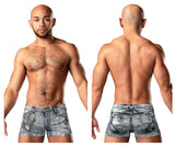 Male Power Men's Underwear 145-286 Dirty Denim Mini Short Color Denim Print