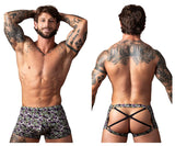 Male Power Men's Underwear 148-303 Gridlocked Strappy Back Short Color Printed