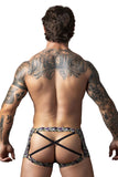 Male Power Men's Underwear 148-303 Gridlocked Strappy Back Short Color Printed
