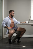 Male Power Men's Underwear 160-299 Soo Cumfy Boxer Brief Color Navy-Orange