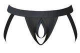 Male Power Men's Underwear 348-304 Open Ended Jock Open Front Elastic Cock Ring Color Black