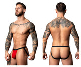 Male Power Men's Underwear 349-300 Hot Mesh Jock Color Black-Red