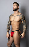 Male Power Men's Underwear 349-300 Hot Mesh Jock Color Black-Red
