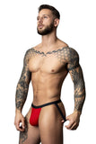 Male Power Men's Underwear 349-300 Hot Mesh Jock Color Black-Red