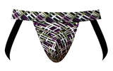Male Power Men's Underwear 351-303 Gridlocked Strappy Ring Jock Color Printed