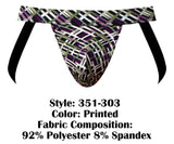 Male Power Men's Underwear 351-303 Gridlocked Strappy Ring Jock Color Printed