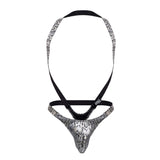 Male Power Men's Underwear 404-282 S-naked Shoulder Sling Harness Thong Color Silver-Black