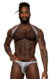 Male Power Men's Underwear 404-282 S-naked Shoulder Sling Harness Thong Color Silver-Black