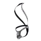 Male Power Men's Underwear 404-282 S-naked Shoulder Sling Harness Thong Color Silver-Black