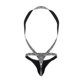 Male Power Men's Underwear 404-282 S-naked Shoulder Sling Harness Thong Color Silver-Black