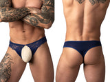 Male Power 409-280 Sassy Lace Open Ring Thong Color Navy