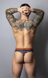 Male Power Men's Underwear 412-299 Soo Cumfy Thong Color Navy-Orange