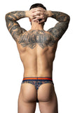 Male Power Men's Underwear 412-299 Soo Cumfy Thong Color Navy-Orange