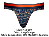 Male Power Men's Underwear 412-299 Soo Cumfy Thong Color Navy-Orange