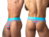 Male Power Men's Underwear 412-306 So Comfy Gingham Thong in Gingham Print Color Gingham Print