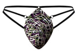 Male Power Men's Underwear 419-303 Gridlocked Thong Straps-Rings Color Printed