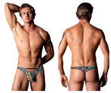 Male Power Men's Underwear 439-295 Go Wild Thong with 2 Rings Color Multi Animal
