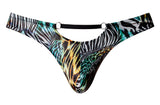 Male Power Men's Underwear 439-295 Go Wild Thong with 2 Rings Color Multi Animal