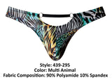 Male Power Men's Underwear 439-295 Go Wild Thong with 2 Rings Color Multi Animal