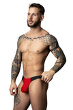 Male Power Men's Underwear 442-300 Hot Mesh Bong Thong Color Black-Red