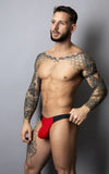 Male Power Men's Underwear 442-300 Hot Mesh Bong Thong Color Black-Red