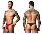 Male Power Men's Underwear 442-300 Hot Mesh Bong Thong Color Black-Red