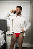 Male Power Men's Underwear 442-300 Hot Mesh Bong Thong Color Black-Red