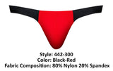 Male Power Men's Underwear 442-300 Hot Mesh Bong Thong Color Black-Red