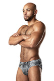 Male Power Men's Underwear 486-286 Dirty Denim Bikini Color Denim Print