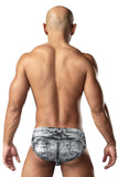 Male Power Men's Underwear 486-286 Dirty Denim Bikini Color Denim Print