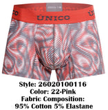 Mundo Unico Men's Underwear 26020100116 Acanalado Trunks Color 22-Pink