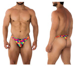 Xtremen Men's Underwear 91171 Printed Thongs Color Cubes