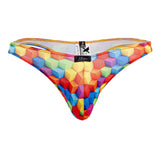 Xtremen Men's Underwear 91171 Printed Thongs Color Cubes