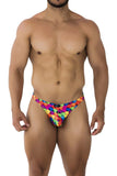 Xtremen Men's Underwear 91171 Printed Thongs Color Cubes