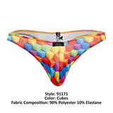 Xtremen Men's Underwear 91171 Printed Thongs Color Cubes