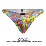 Xtremen Men's Underwear 91247 Printed Thongs Color Bubbles