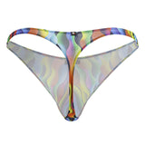 Xtremen Men's Underwear 91247 Printed Thongs Color Waves
