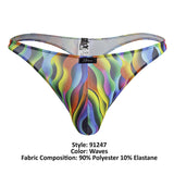 Xtremen Men's Underwear 91247 Printed Thongs Color Waves