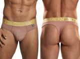 Xtremen 91253 Mens Underwear Microfiber Thongs Sleek and Supportive Color Khaki