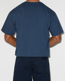 Mid Weight Cropped Boxy T-Shirt Denim Blue
