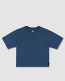 Mid Weight Cropped Boxy T-Shirt Denim Blue